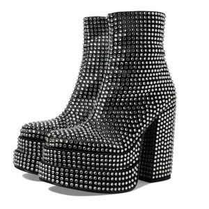 Steve Madden Black Rhinestone Ankle Boots